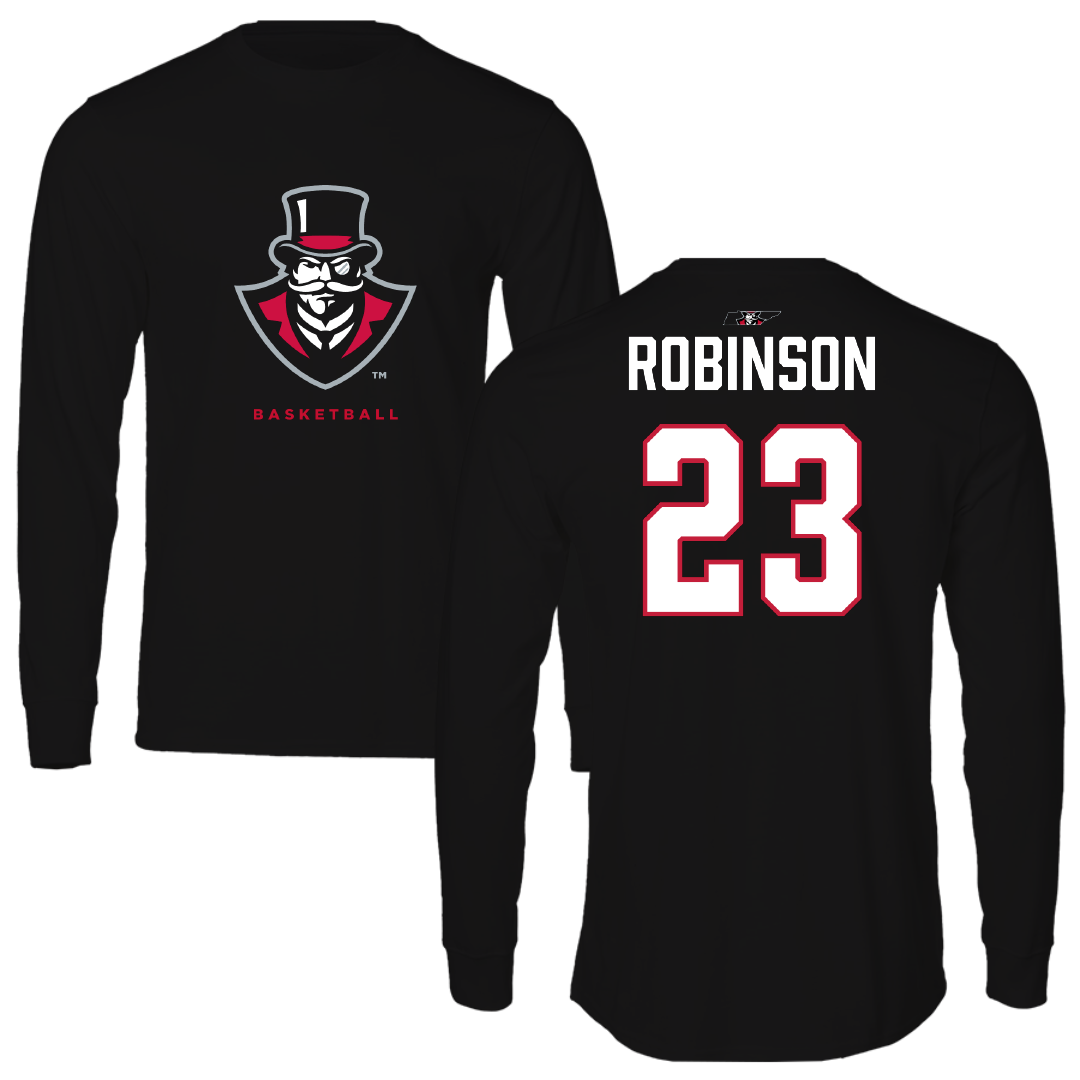Austin Peay State University Basketball (M) Black Mascot Long Sleeve - #23 Ja'Corey Robinson