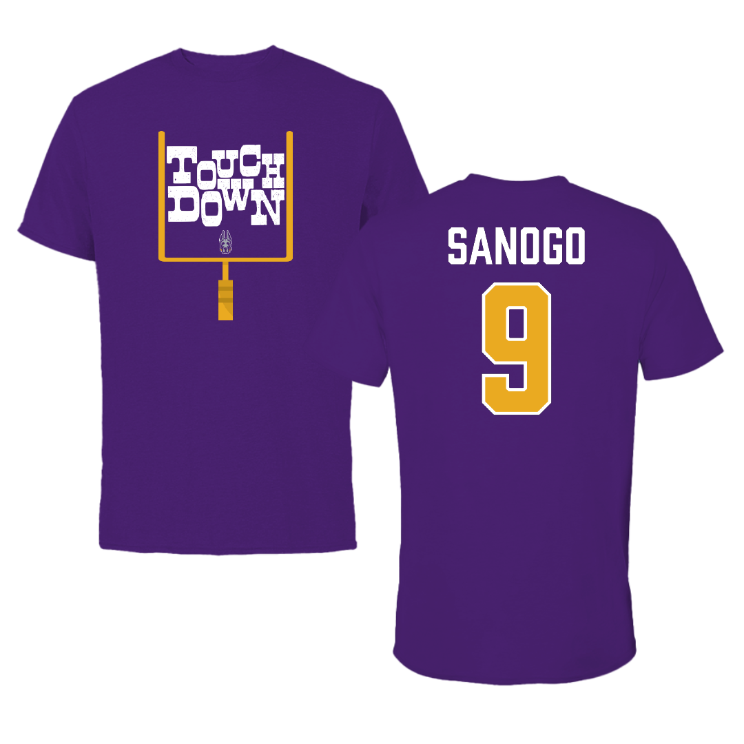 University at Albany Football Purple Touchdown Tee - #9 Ibrahim Sanogo