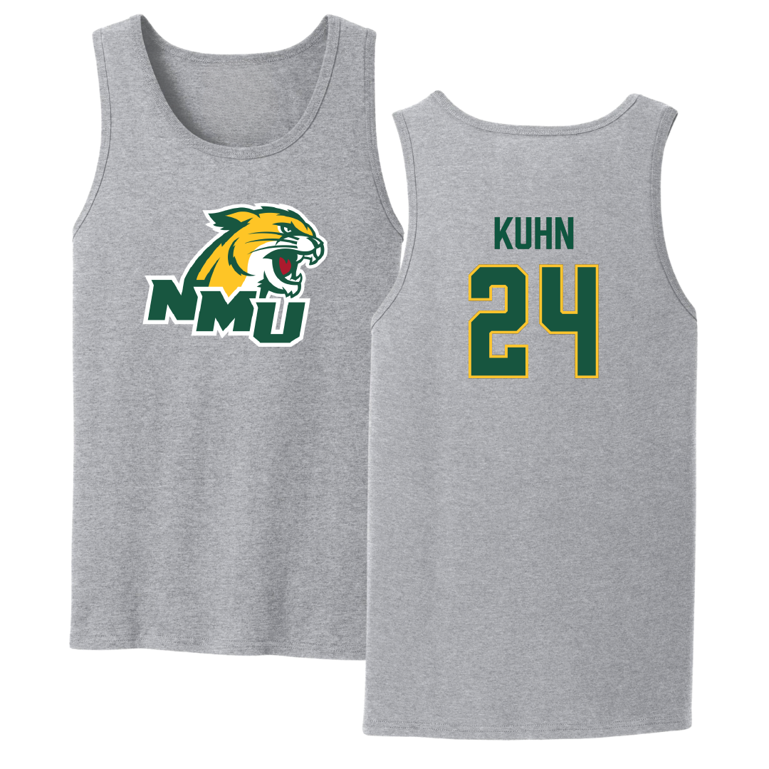 Northern Michigan University Basketball Sport Gray Tank Top - #24 Makaylee Kuhn