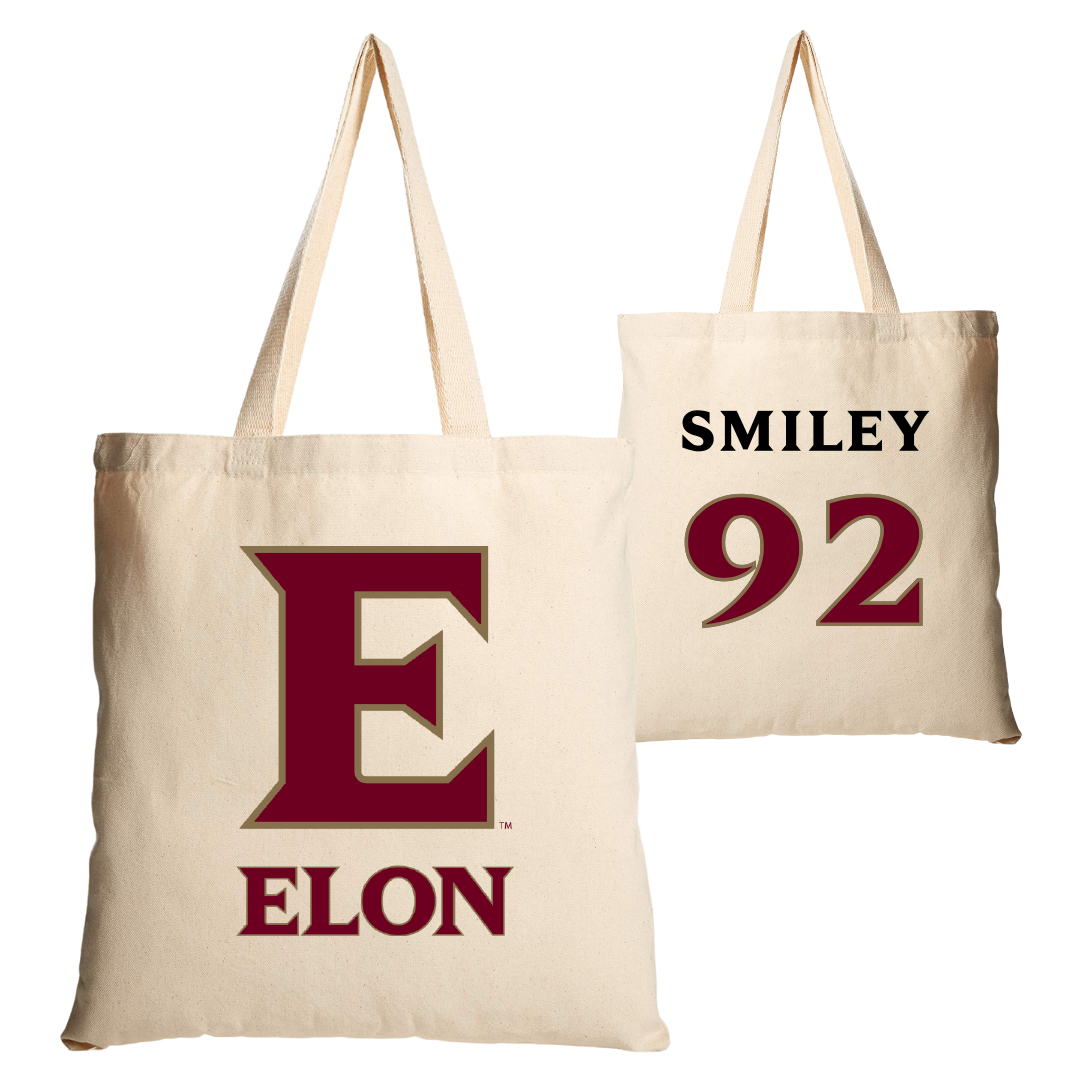 Elon University Football Tan Canvas Tote Bag - #92 Brandon Smiley
