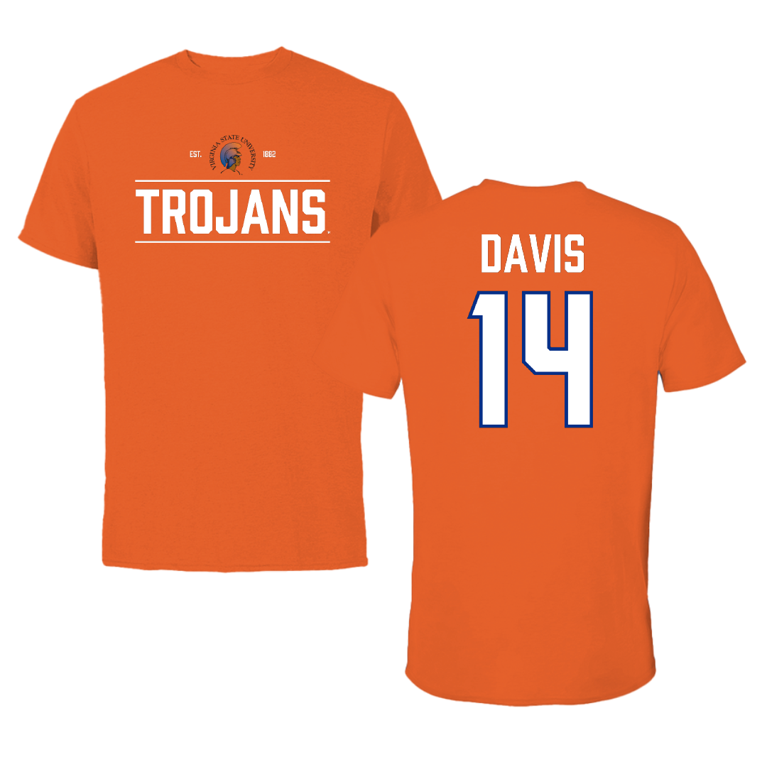 Virginia State University Football Orange General Tee - #14 Paul Stephen Davis