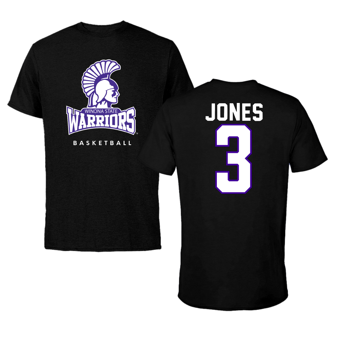 Winona State University Basketball Black Performance Tee - #3 Jhei-R Jones