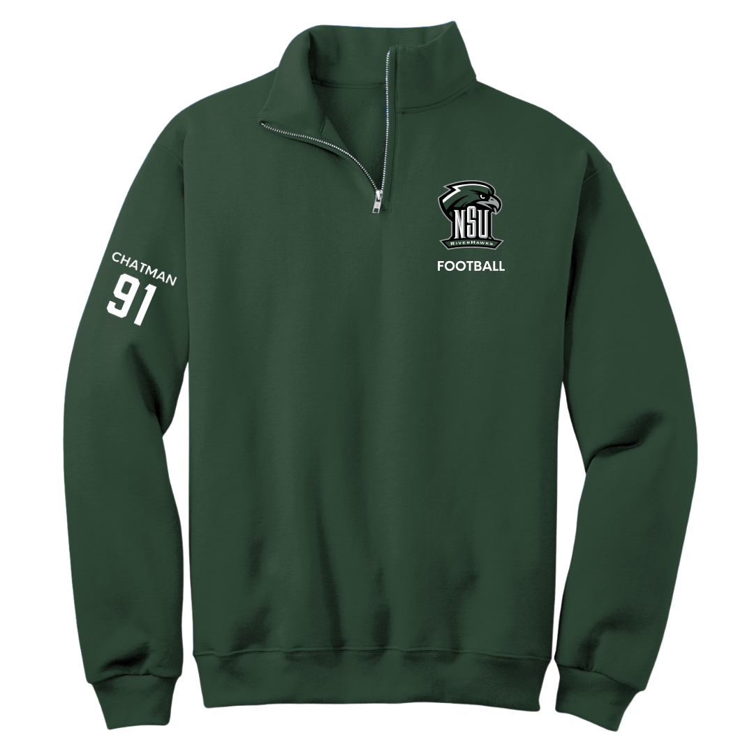 Northeastern State University Football Forest Green Quarter-Zip - #91 Marquez Chatman
