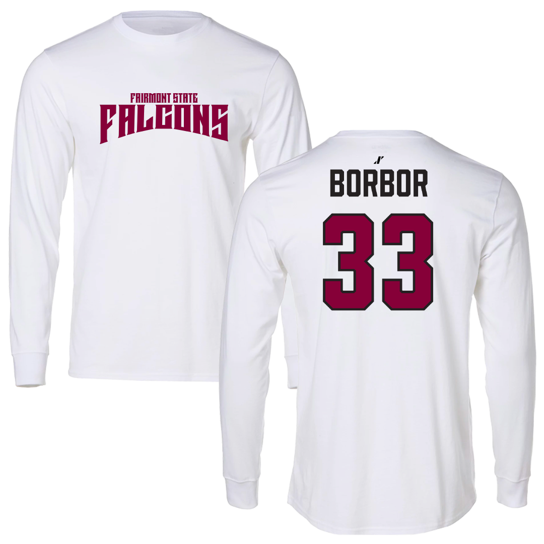 Fairmont State University Football White Classic Long Sleeve - #33 James Borbor