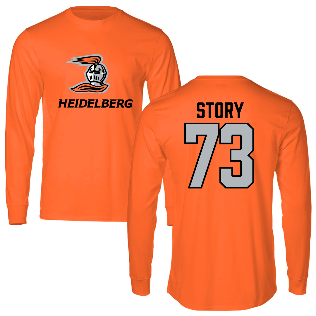 Heidelberg University Football Orange Performance Long Sleeve - #73 Devon Story