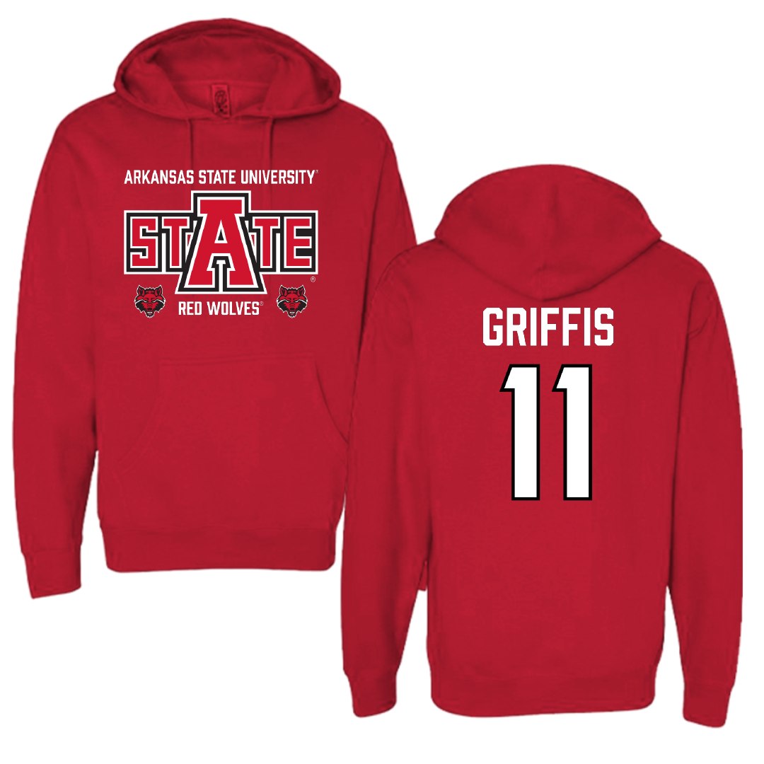 Arkansas State University Baseball Red General Hoodie - #11 Evan Griffis