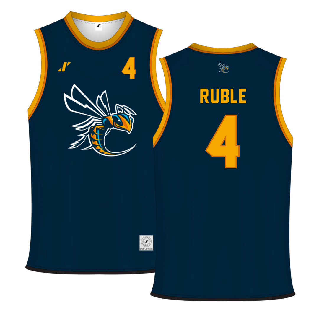 Cedarville University Navy Basketball Jersey - #4 Trevor Ruble