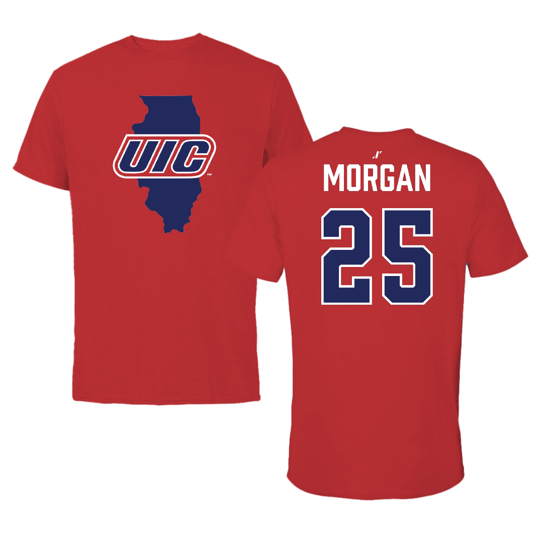 UIC Basketball (M) Red State Performance Tee - #25 AJ Morgan