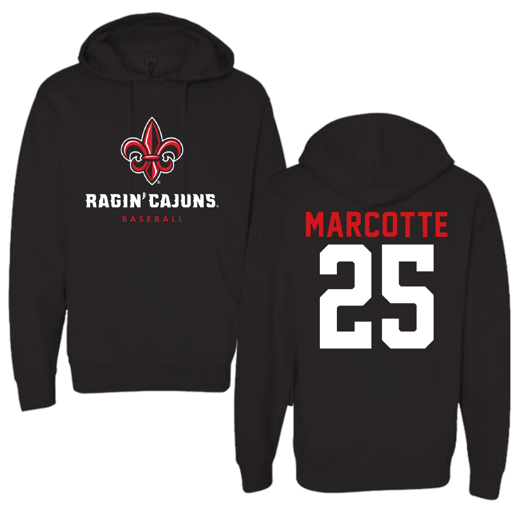 University of Louisiana at Lafayette Baseball Black Hoodie - #25 Riley Marcotte