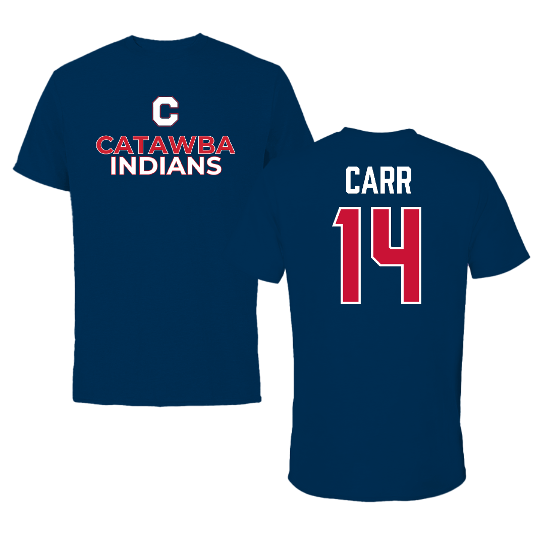 Catawba College Football Navy Tee - #14 Nathan Carr