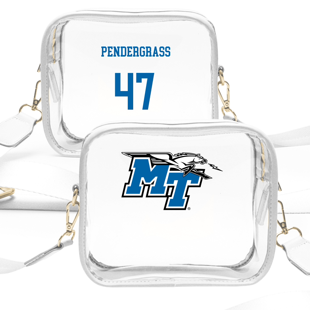 Middle Tennessee State University Baseball White Clear Stadium Bag - #47 Rex Pendergrass