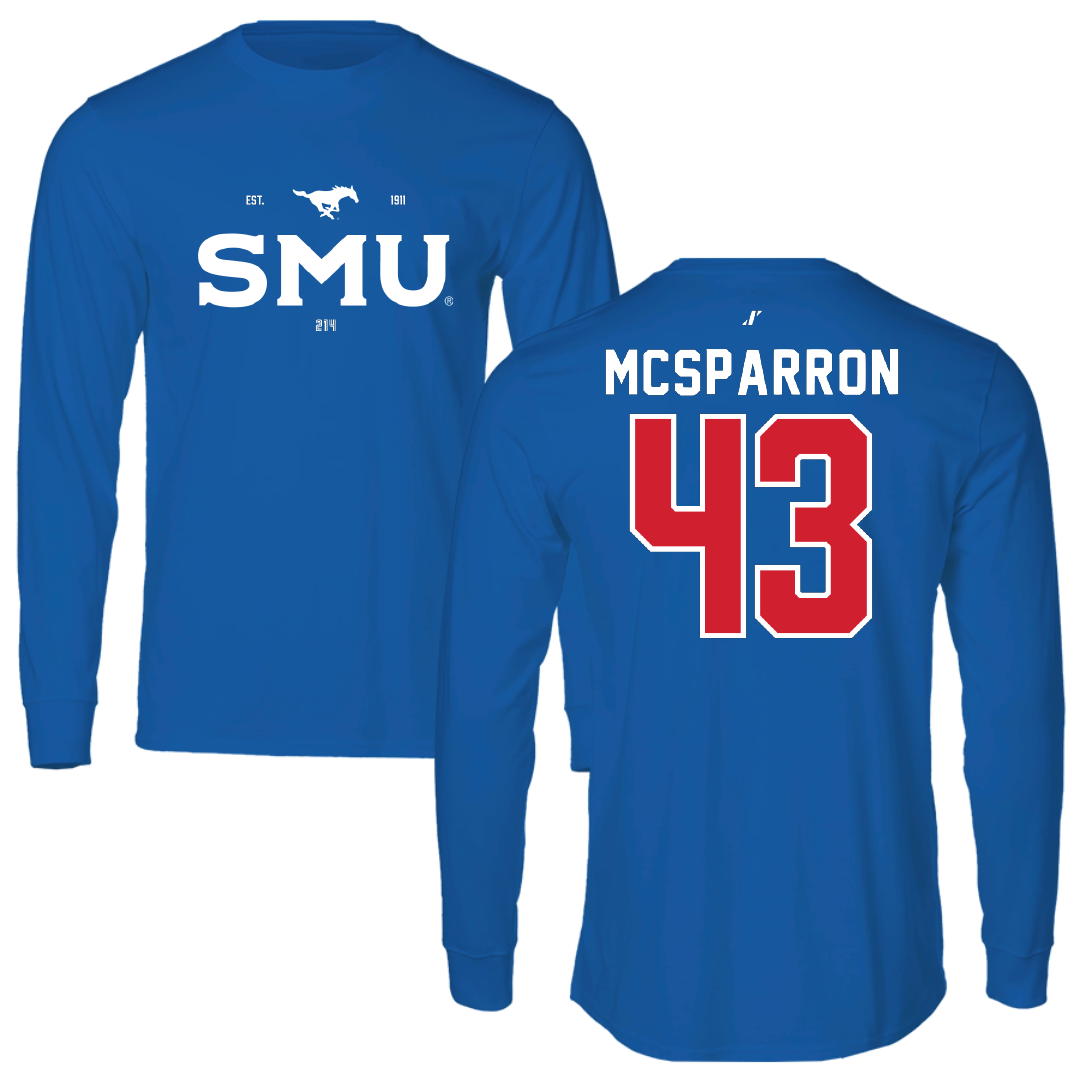 Southern Methodist University Football Blue General Long Sleeve - #43 Wade McSparron