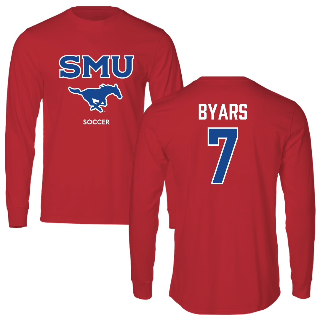 Southern Methodist University Soccer (W) Red Long Sleeve - #7 Truth Byars