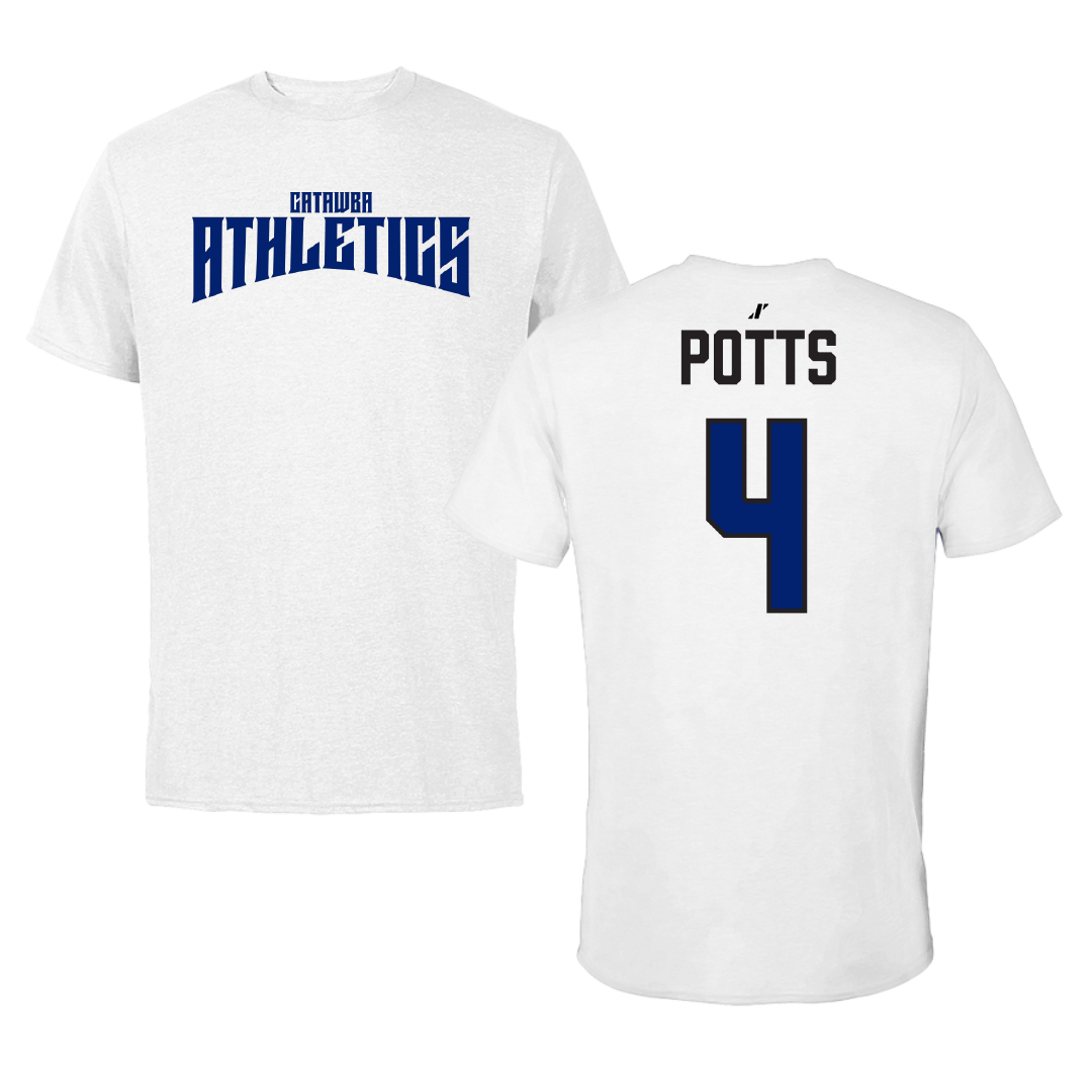 Catawba College Soccer (W) White Classic Performance Tee - #4 Keira Potts