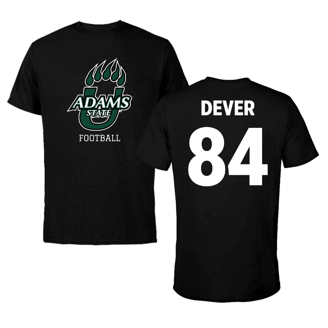 Adams State University Football Black State Performance Tee - #84 Dominic Dever