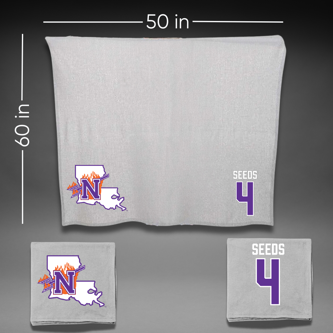 Northwestern State University Volleyball Gray Blanket - #4 Gabby Seeds