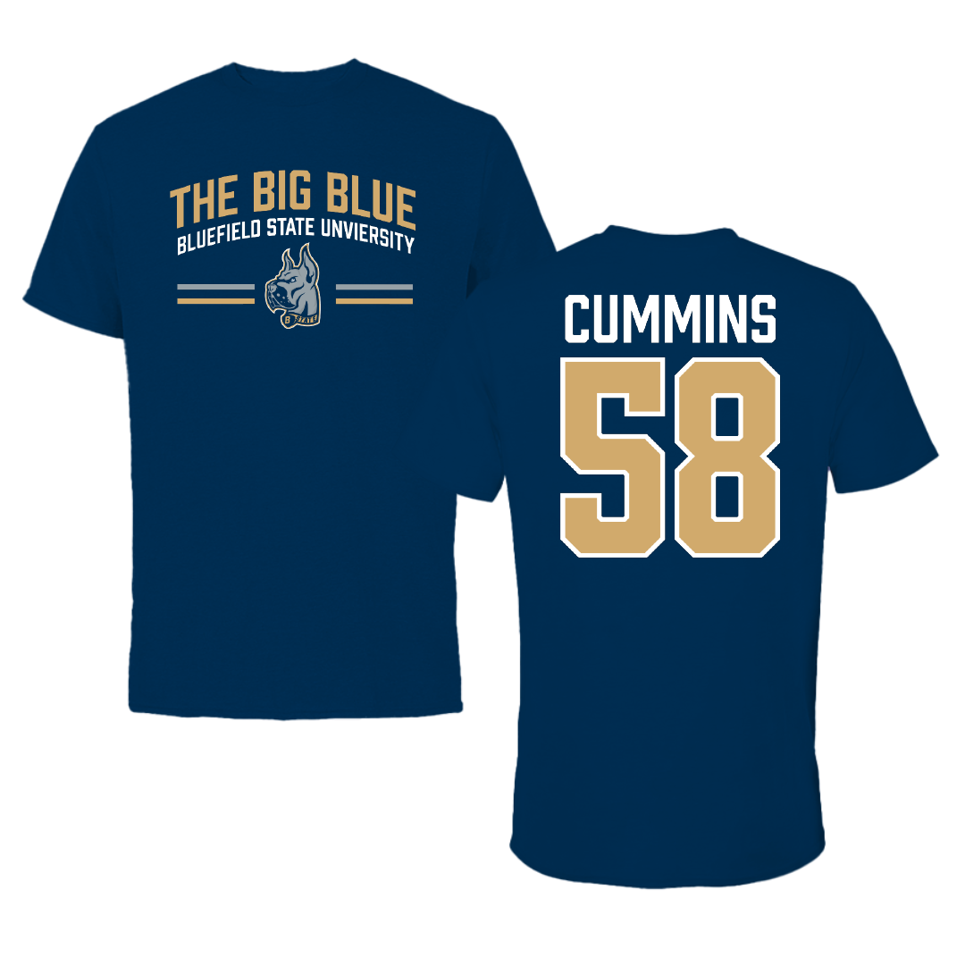 Bluefield State University Football Navy General Performance Tee - #58 Michael Cummins