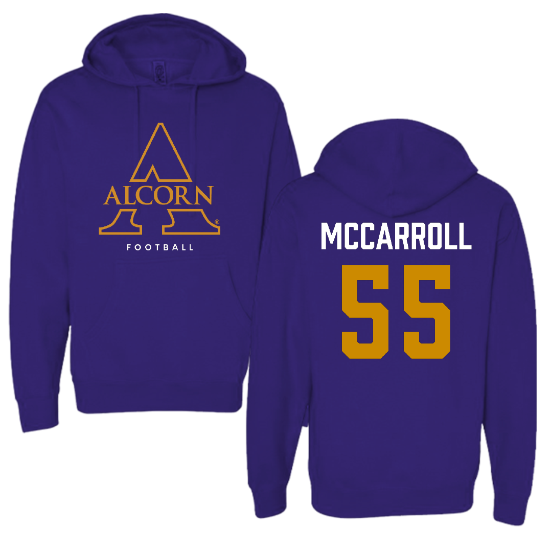 Alcorn State University Football Purple Hoodie - #55 Jayden McCarroll
