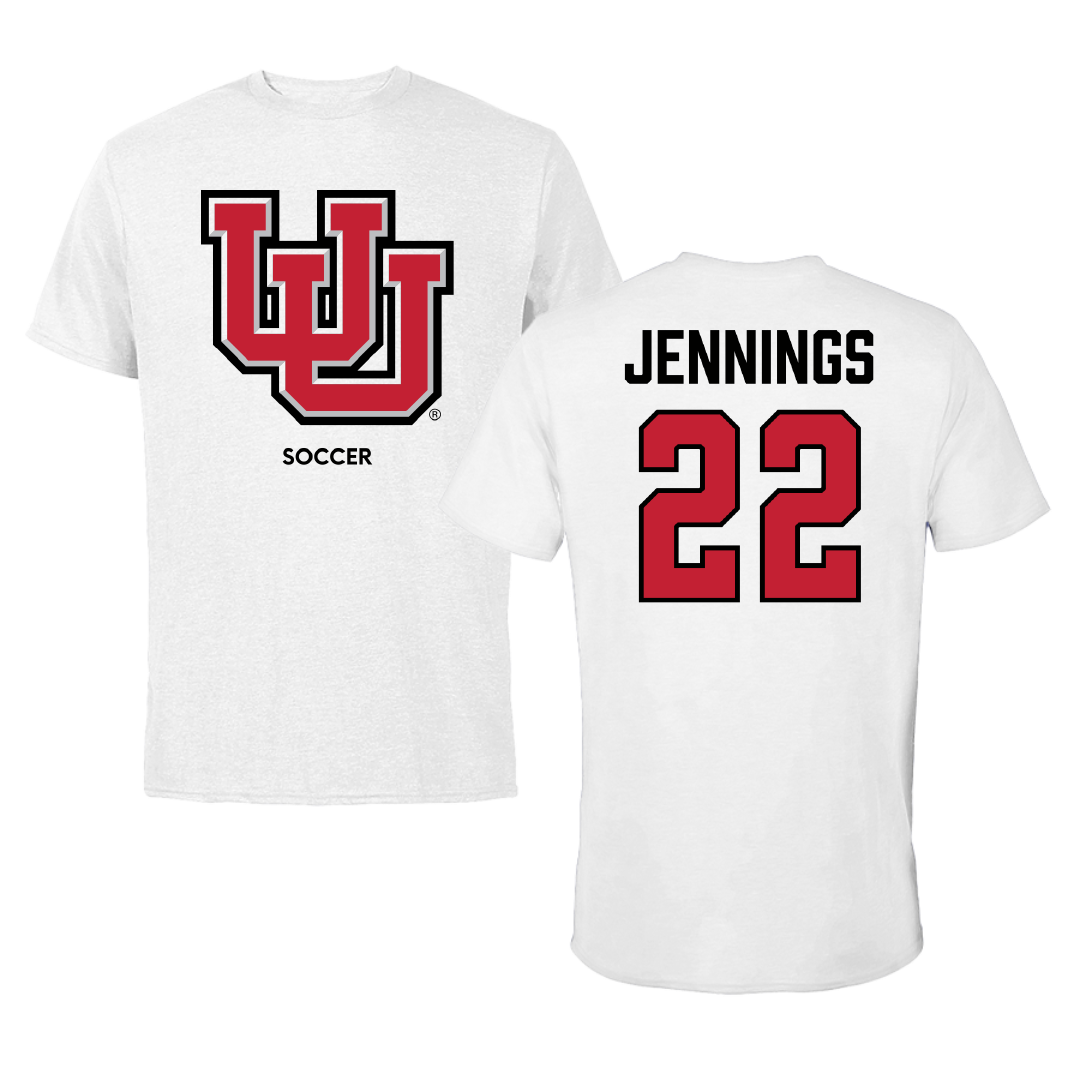 University of Utah Soccer (W) White Performance Tee - #22 Kyla Jennings