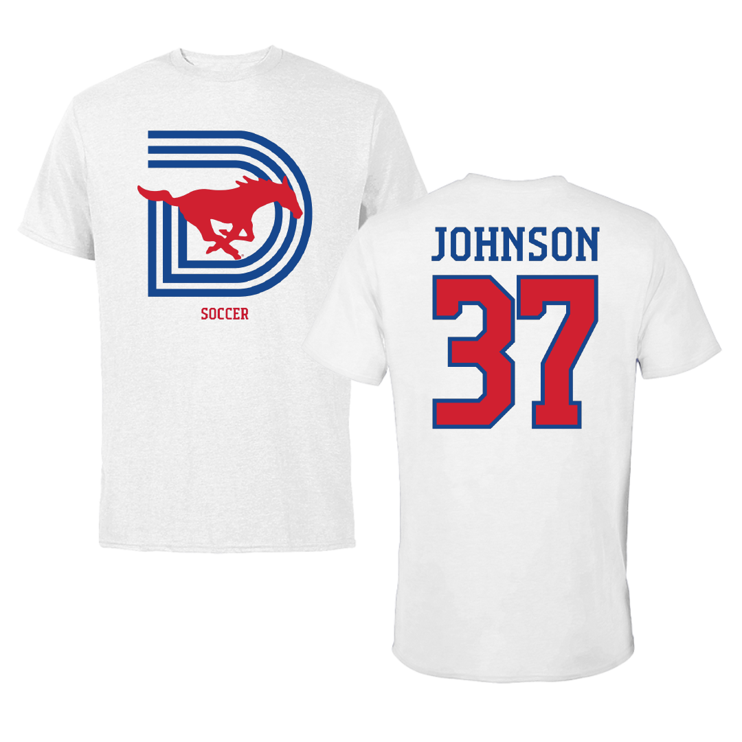 Southern Methodist University Soccer (M) White Tee - #37 Chance Johnson