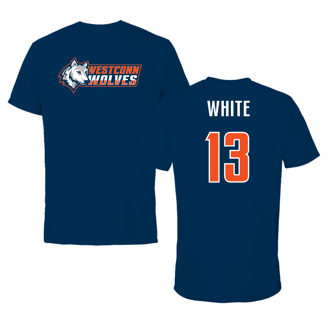 Western Connecticut State University Volleyball (W) Navy Performance Tee - #13 Teagan White