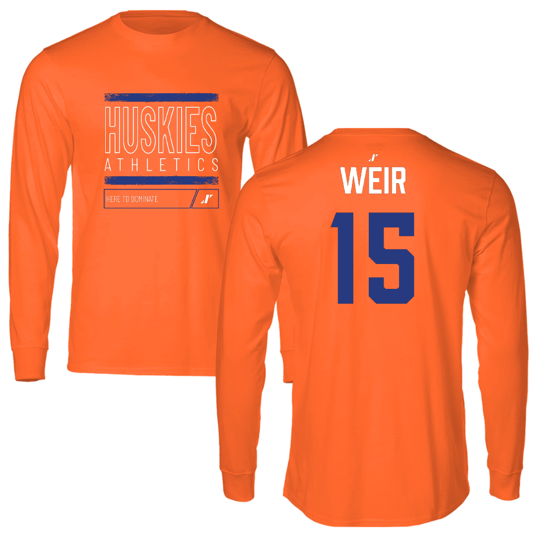 Houston Christian University Football Orange Dominate Performance Long Sleeve - #15 Jake Weir