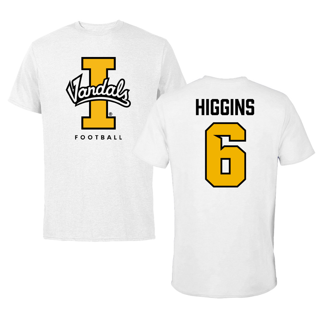 University of Idaho Football White Vandals Tee - #6 Trais Higgins