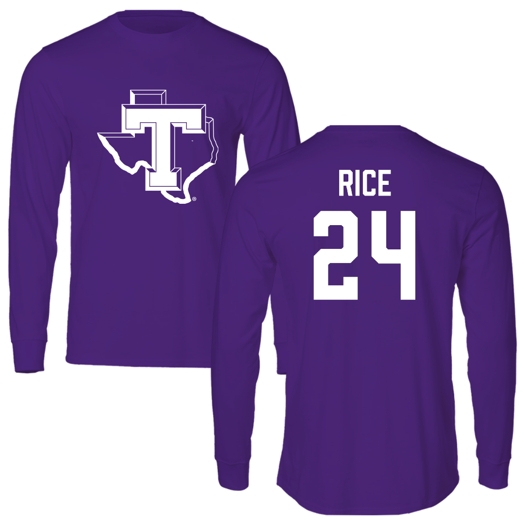 Tarleton State University Football Purple Performance Long Sleeve - #24 Avian Rice