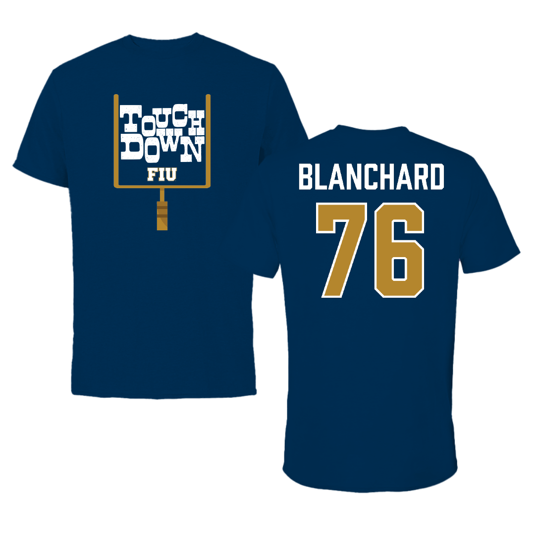 Florida International University Football Navy Touchdown Performance Tee - #76 Bo Blanchard