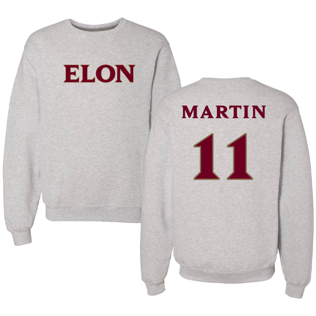 Elon University Football Light Gray Crewneck - #11 Anthony Martin