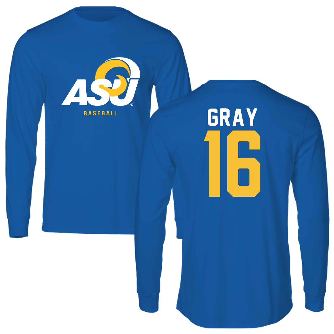 Angelo State University Baseball Blue Performance Long Sleeve - #16 Nick Gray