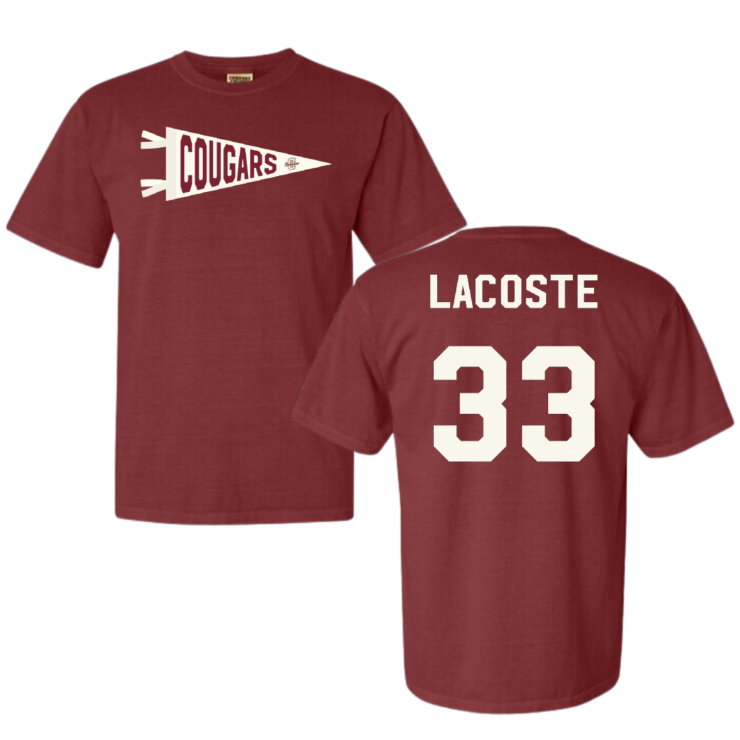 College of Charleston (South Carolina) Baseball Maroon Pennant Comfort Colors Tee - #33 Alex LaCoste