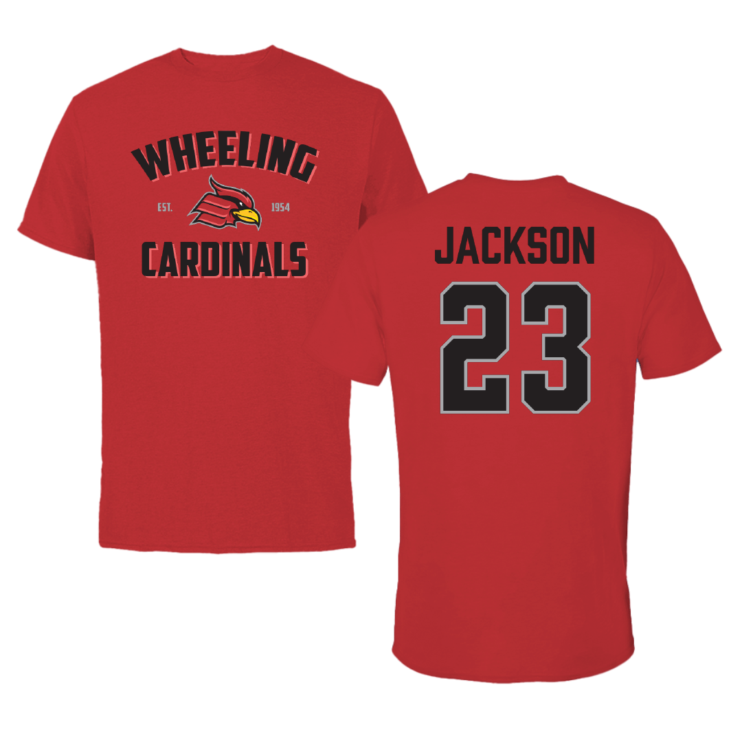 Wheeling University Football Red General Performance Tee - #23 Brett Jackson
