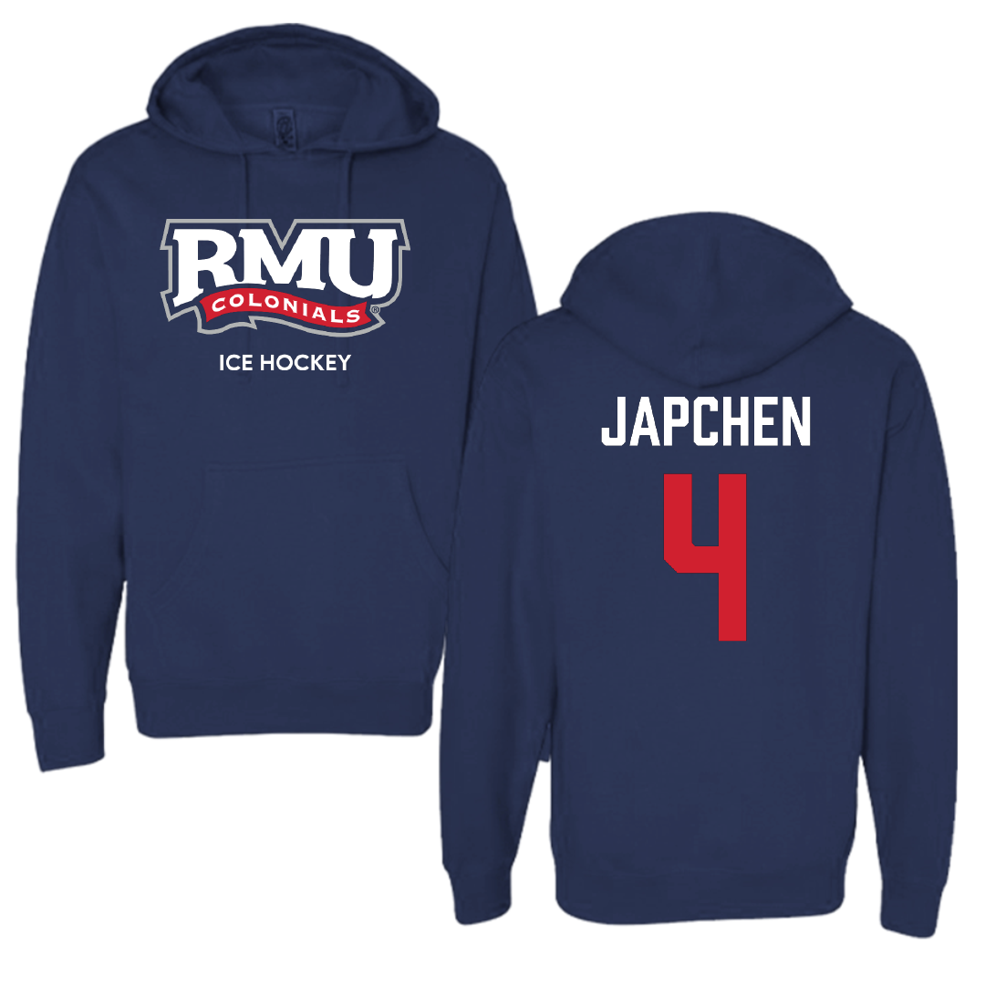 Robert Morris University Ice Hockey (M) Navy Hoodie - #4 Greg Japchen