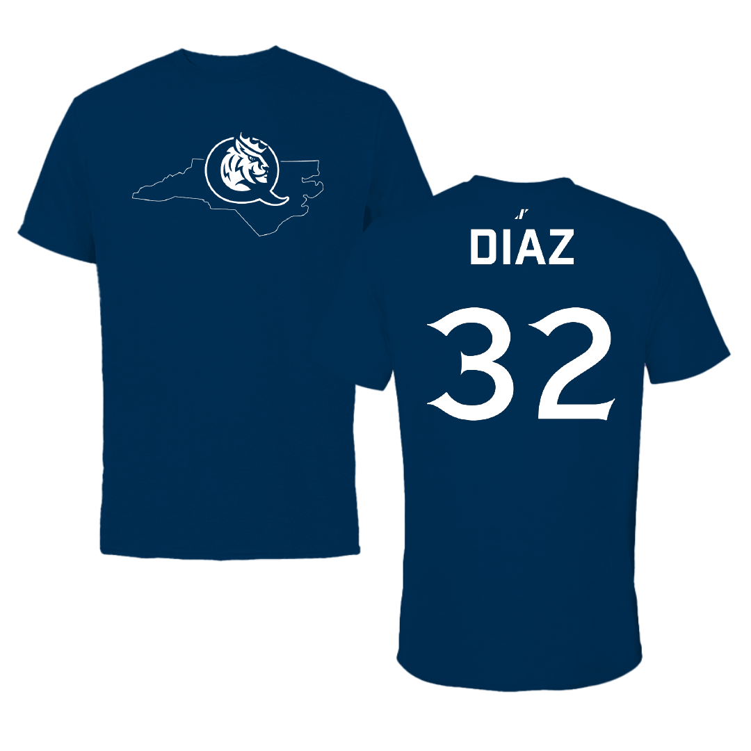 Queens University of Charlotte Softball Navy State Performance Tee - #32 Kami Diaz