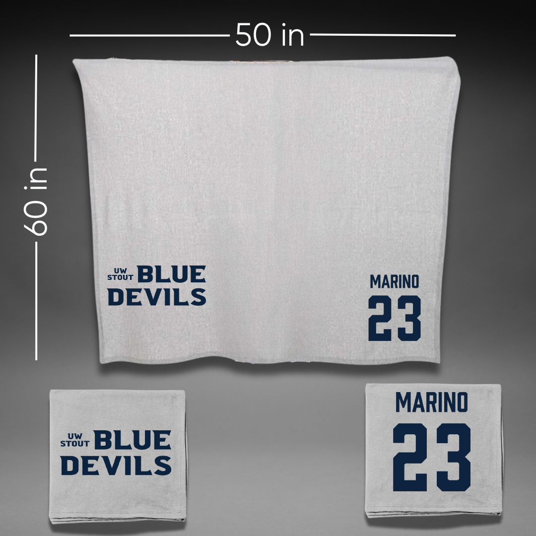 University of Wisconsin-Stout Baseball Gray Blanket - #23 Connor Marino
