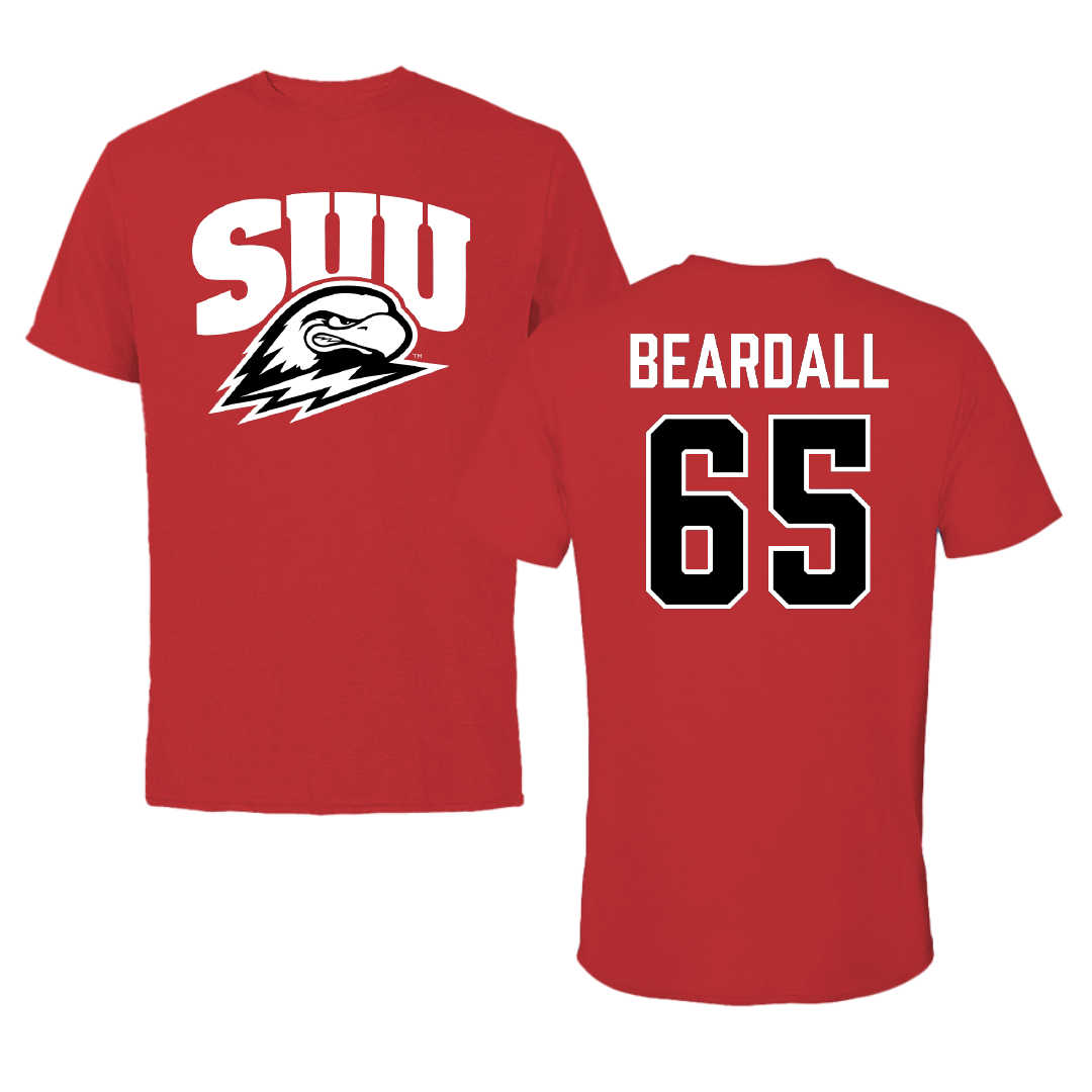 Southern Utah University Football Red Performance Tee - #65 Jack Beardall