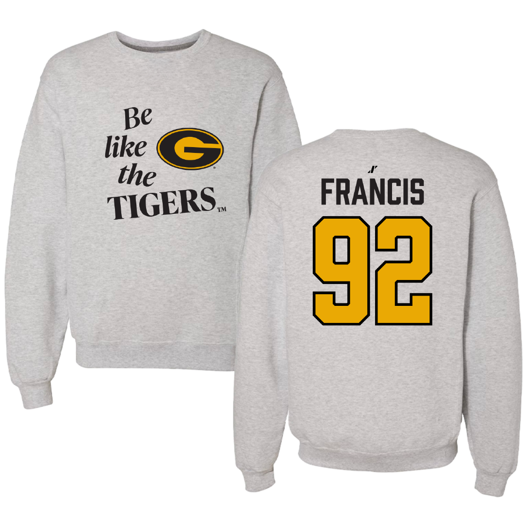 Grambling State University Football Light Gray Be Like Us Crewneck - #92 Kilas Francis