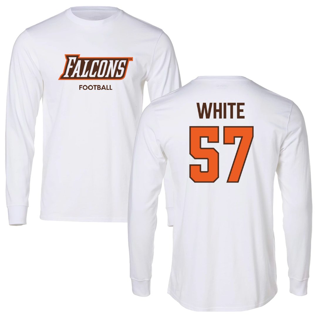 Bowling Green State University Football White Long Sleeve - #57 Dayln White
