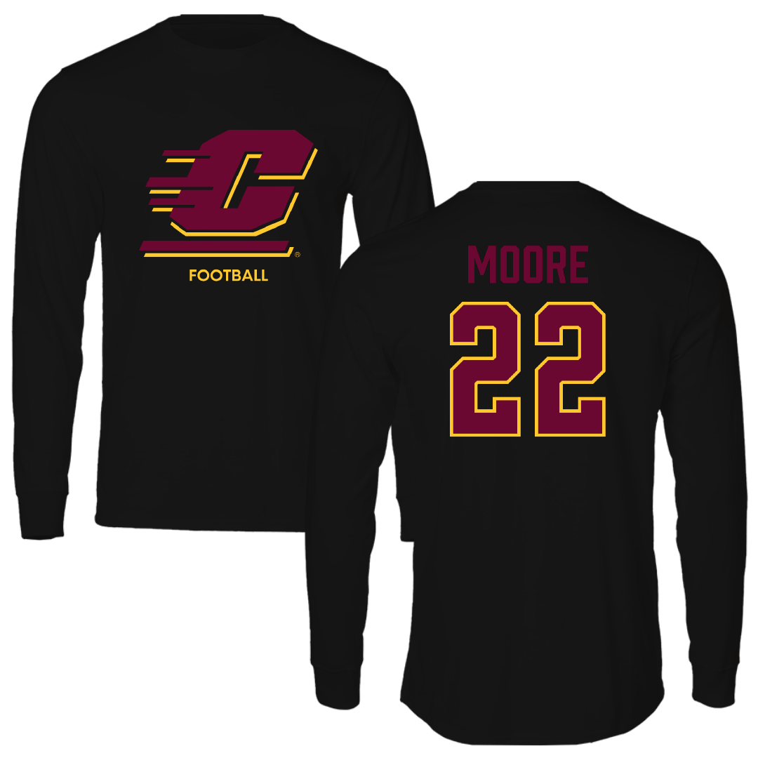 Central Michigan University Football Black Performance Long Sleeve - #22 Trav Moore