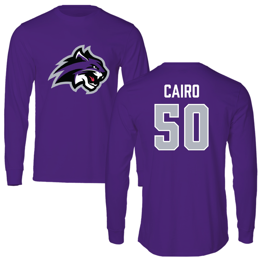 Wiley University Baseball Purple Performance Long Sleeve - #50 Winfred Cairo