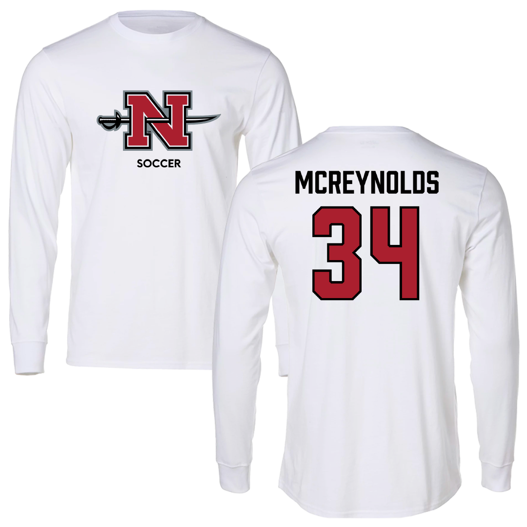 Nicholls State University Soccer (W) White Performance Long Sleeve - #34 Mallory McReynolds