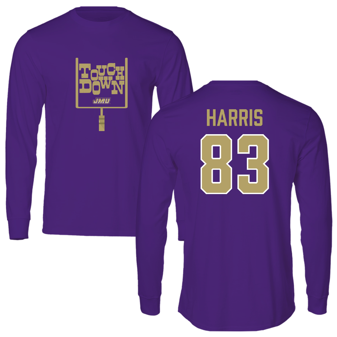 James Madison University Football Purple Touchdown Performance Long Sleeve - #83 Erick Harris