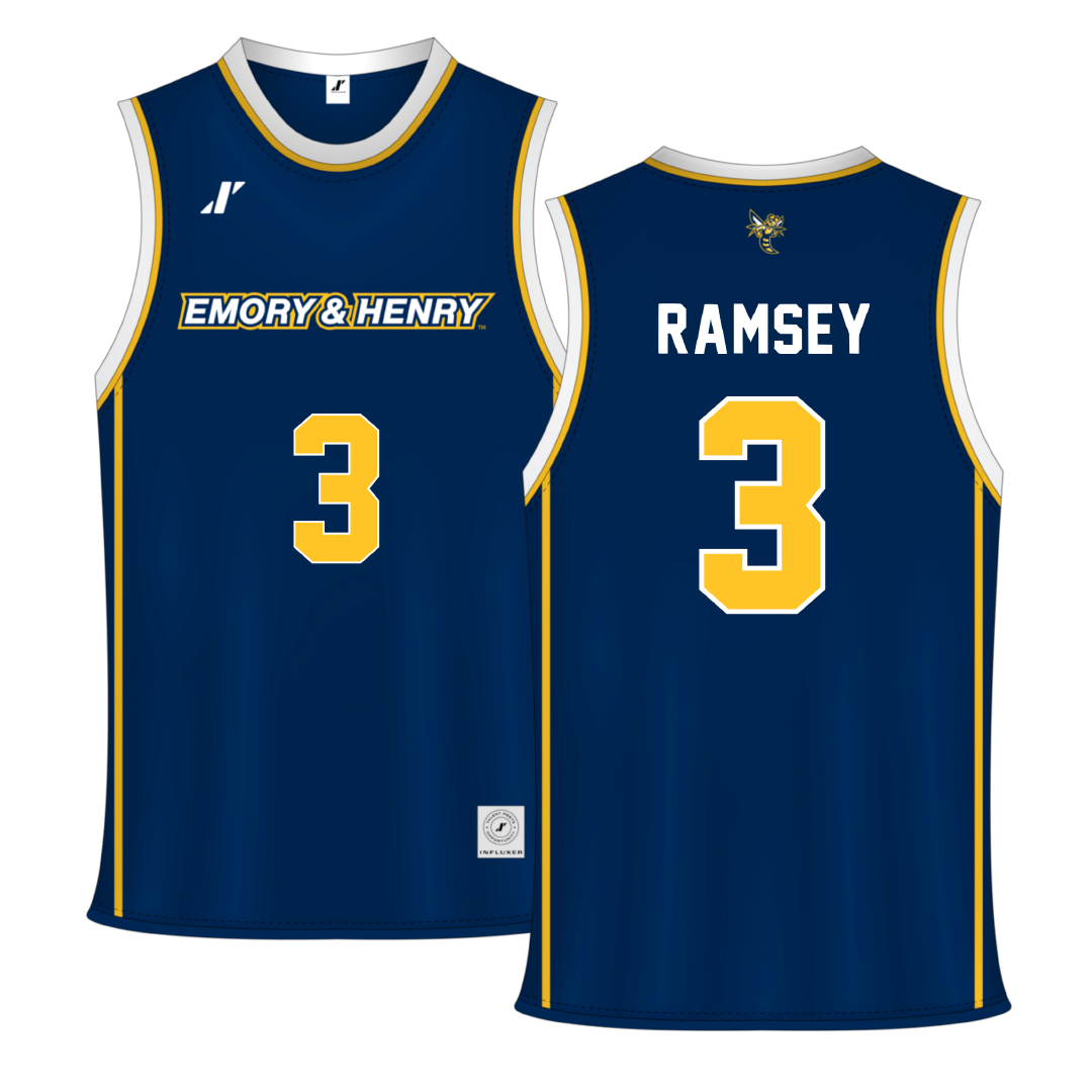 Emory & Henry College Blue Basketball Jersey - #3 Lyndie Ramsey