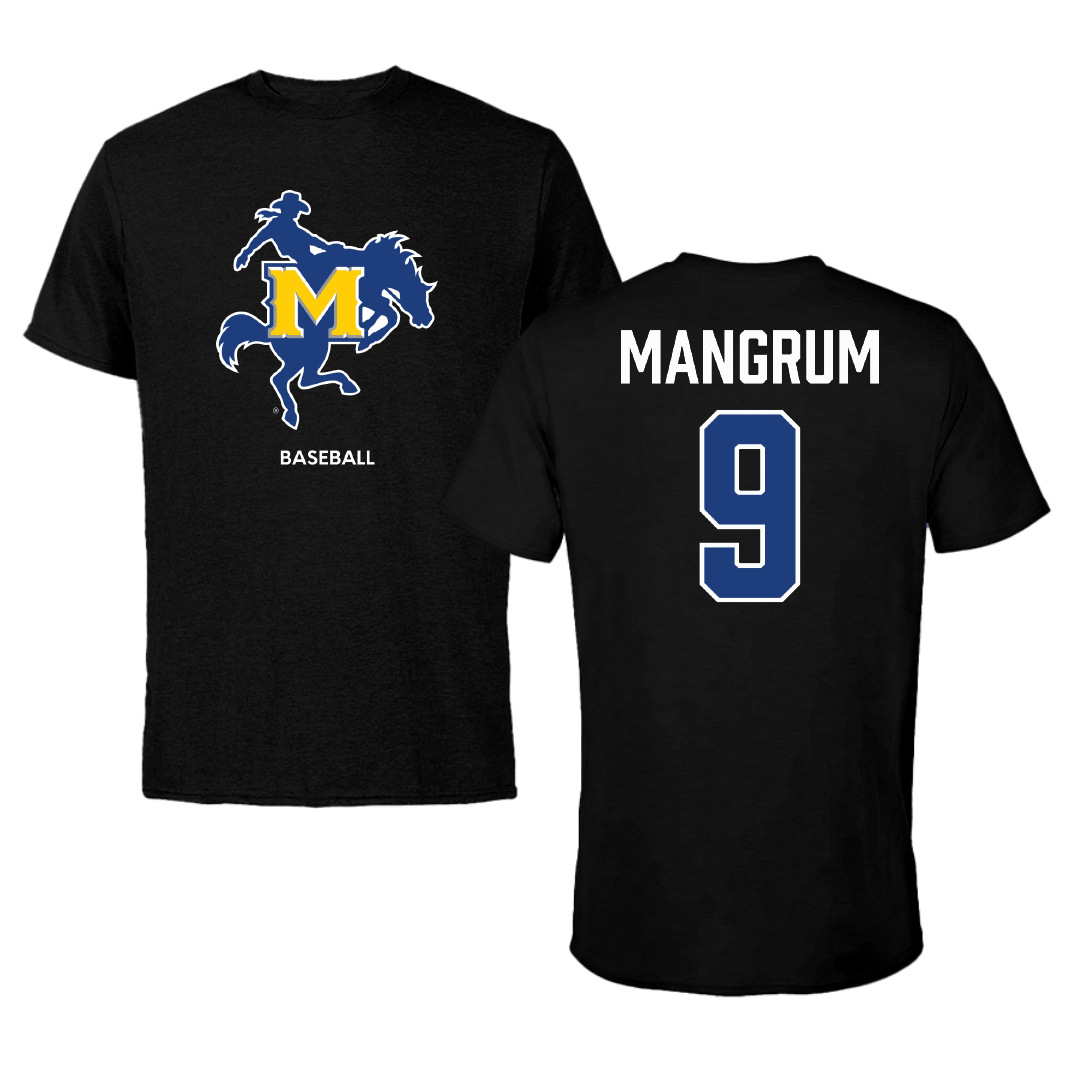 McNeese State University Baseball Black Performance Tee - #9 Grant Mangrum