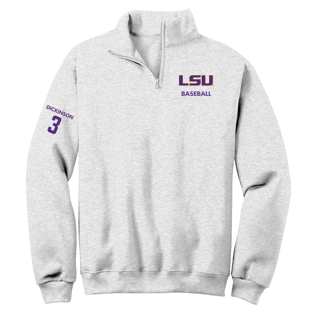 Louisiana State University Baseball Light Gray Quarter-Zip - #3 Daniel Dickinson