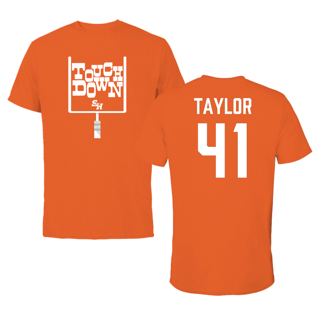 Sam Houston State University Football Orange Touchdown Performance Tee - #41 Trey Taylor