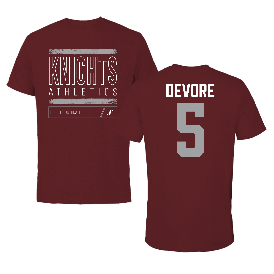 Southern Virginia University Basketball Maroon Dominate Performance Tee - #5 Luc DeVore