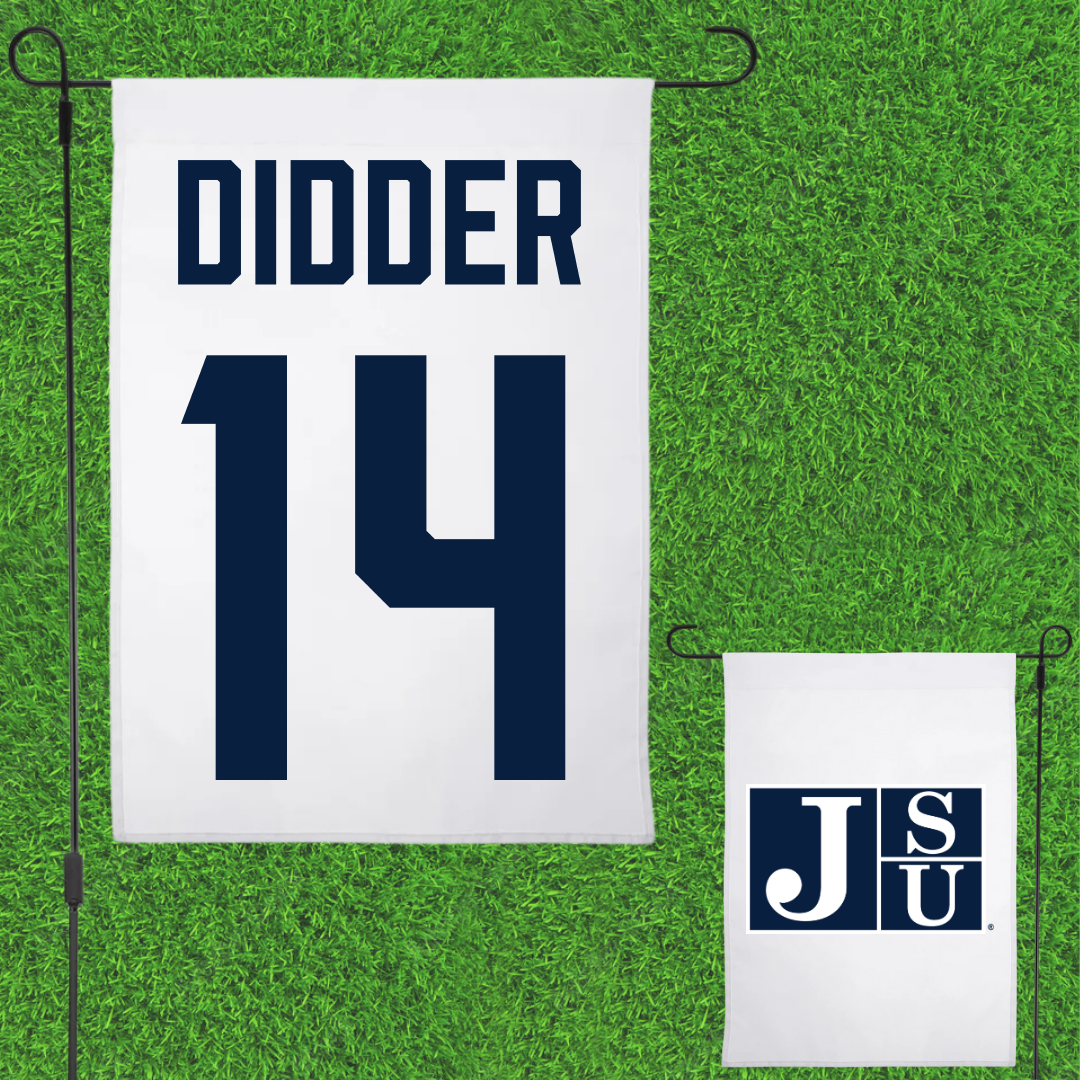 Jackson State University Baseball White Garden Flag - #14 Nkosi Didder