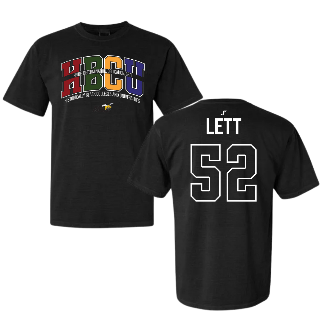 Alabama State University Football Black HBCU Comfort Colors Tee - #52 Trej Lett